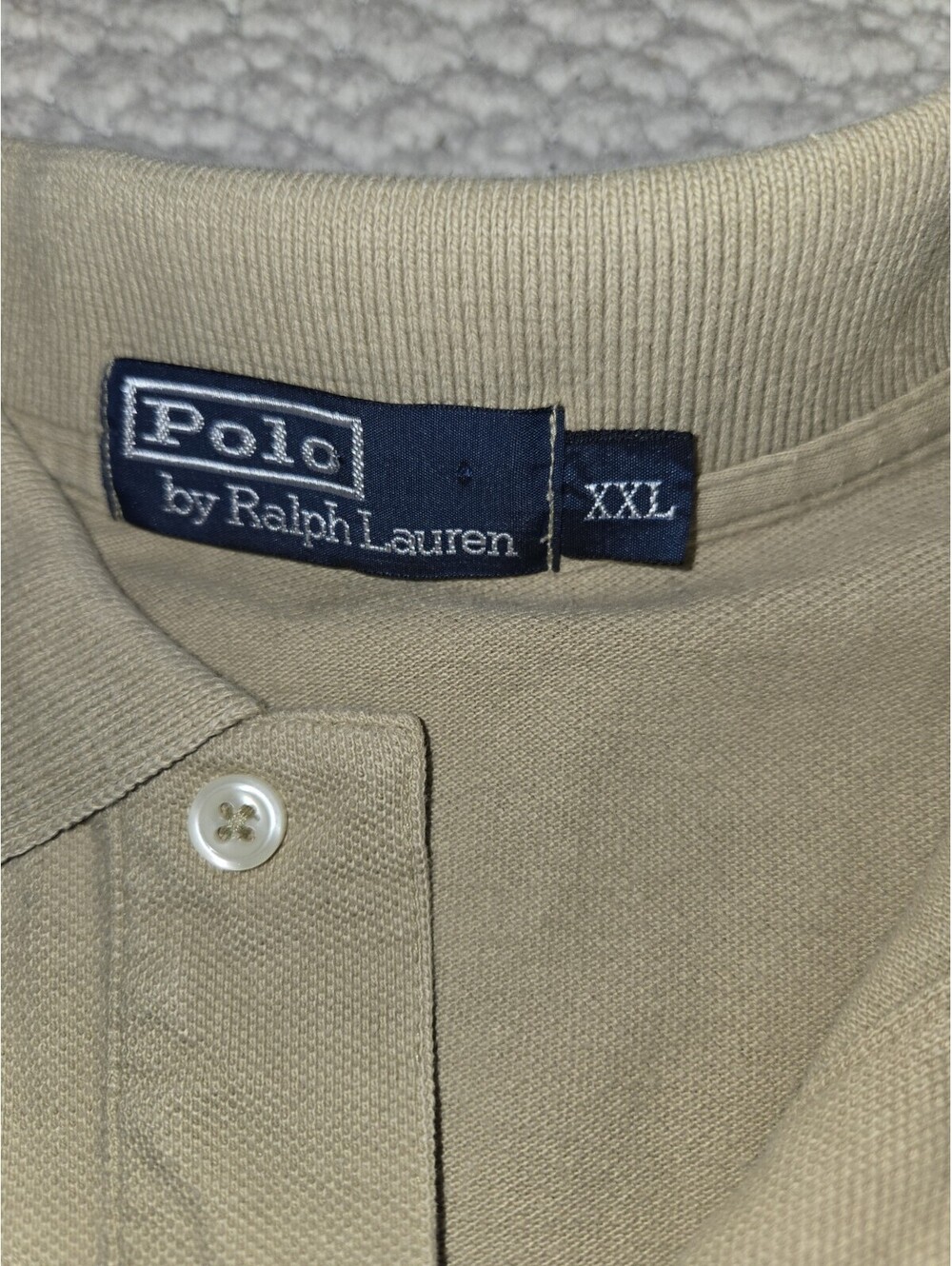 VTG Polo Ralph Lauren Mens XXL Classic Tan Golf Shirt Short Sleeve Khaki Preppy
